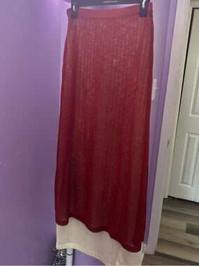 Verge Girl Red Sheer Maxi Skirt